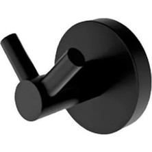 Hakay Metal Duvara Monte Banyo Askılığı - 2'li Set - Siyah Renk