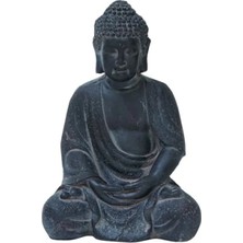 Hakay Yıkanmış Siyah Kil Buda Heykeli, 20 cm