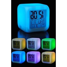 Hakay 7 Renk Değiştiren Dijital Küp Çalar Saat - Alarm ve Işık Özellikli