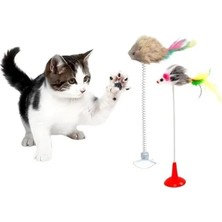 Hakay Etkileşimli Vantuzlu Tüylü Kedi Oyuncağı Seti - Hareketli ve Sesli Peluş Fareler