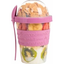Hakay Kaşıklı Hazneli Meyveli Yoğurt Kabı - 600 Ml, Renkli Seçenekler