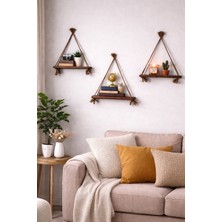 Boz Yapı Dekorasyon Necla &100 Ahşap 3'lü Dekoratif Duvar Rafı