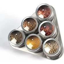 Hakay 6'lı Manyetik Baharatlık Seti - Paslanmaz Çelik