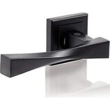 Hakay Siyah Mat Kaplama Rozetli Oda Tipi Kapı Kolu