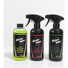 Shine Wax Seramik Şampuan & Demir Tozu Temizleyici & Lastik Parlatıcı Jel 500 ml 3'lü Set