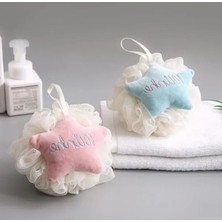 Hakay 2 Adet Renkli Yıldız Desenli Ponponlu Banyo Lifi Seti