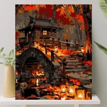 Hakay Sayılarla Boyama Tuval Seti - 40X50 cm Renkli Taş Ev