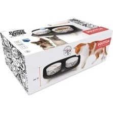 Hakay Hijyenik ve Şık 2'li Evcil Hayvan Mama Kabı Standı - Siyah & Beyaz