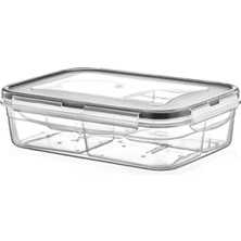 Hakay 4 Bölmeli Sızdırmaz Kilitli Kapaklı 1 Litre Erzak Saklama Kabı