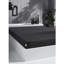 Hakay %100 Pamuk Tek Kişilik Örme Penye Lastikli Çarşaf - Siyah, Esnek ve Derin Yataklar Için