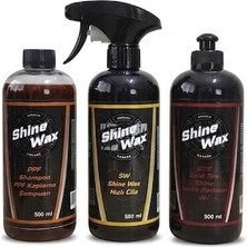 Shine Wax Seramik Şampuan & Seramik Sprey Wax & Lastik Parlatıcı Jel 500 ml 3'lü Set