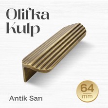 Badem10 Olifka Çizgili Antik Sarı Çekmece Kulp 64 mm (6,4 Cm) Modern Lüks Mobilya Dolap Çekmece Kulbu Metal