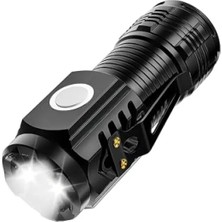 Hakay USB Type-C Şarjlı 500 Lümen LED El Feneri - 5 Modlu, Mıknatıslı ve Klipsli