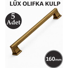 Badem10 Lüx Olifka Mat Antik Sarı Kulp 160 mm 5 Adet Set Çekmece Dolap Kapak Kulpu Şık Dayanıklı Metal