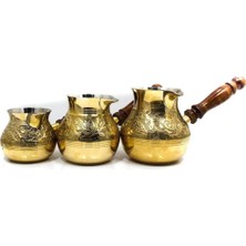 PremiumPort Kadın ve Erkekler Için Şık Pirinç Döküm Cezve Seti 3'lü