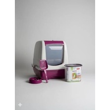 Hakay Kapalı Kedi Tuvaleti - Orta Boy, Mor Renk