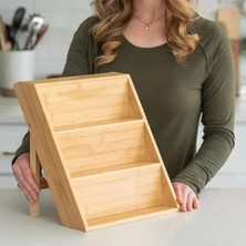 Hakay 3 Katlı Katlanabilir Bambu Baharat Standı - Çekmece Içi Kullanıma Uygun