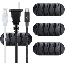 Hakay 3'lü Kablo Tutucu Seti - Her Biri 5 Kablo Kapasiteli, Yapışkanlı Klips