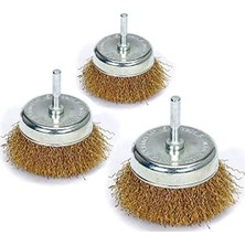 Hakay 3'lü Pimli Çanak Tel Fırça Seti - Matkap Uyumlu Temizleme Fırçaları