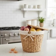 Hakay El Yapımı Doğal Hasır Saklama Sepeti - 25X25X25 cm