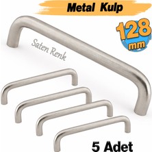 Badem10 Özen Metal (128 mm - 12.8 Cm) Saten Renk Mobilya Mutfak Çekmece Dolap Kapak Kulbu Kulpu Kulpları