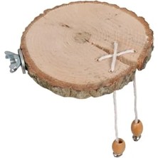 Hakay Doğal Ağaç Kuş ve Ufak Papağan Tüneği Zilli, 13-16 cm Çap, 15 mm Kalınlık