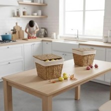 Hakay Doğal Hasır Saklama Sepeti - 25X25X30 cm