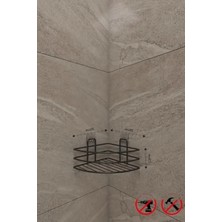 Hakay Paslanmaz Yapışkanlı Banyo Rafı - Mat Siyah Köşelik Düzenleyici