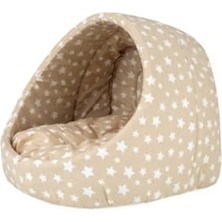 Hakay Kahverengi Yıldız Desenli Kedi Mağara Evi, 40X40 cm
