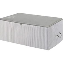 Hakay Orta Boy Gri Çizgili Saklama Hurcu - 52 x 28 x 21 cm