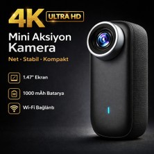 Airstorr 4K Mini Aksiyon Kamera Wifi Manyetik 1.47'' Ekran 1000MAH 3 Saat Kayıt Stabilizasyon