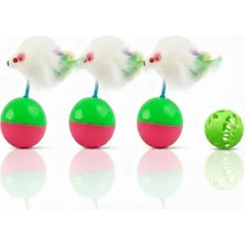 Hakay 3’lü Eğlenceli Kedi Oyuncağı Seti - Tüylü Fare ve Zilli Top