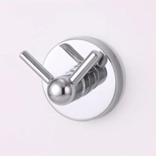 Hakay 2'li Paslanmaz Metal Duvar Askılığı, Krom, Gümüş Renk