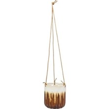 Hakay 10 cm Çapında Askılı Seramik Saksı - Karamel Renk