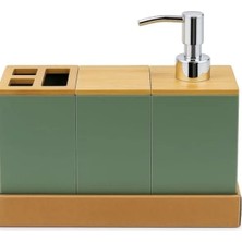 Hakay Yeşil Banyo Seti - Bambu Kapaklı, 4 Parça