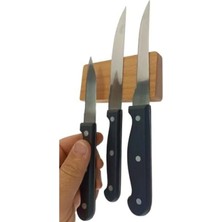 Hakay Mıknatıslı Duvara Monte Ahşap Bıçak Bloğu - 3 Bıçak Kapasiteli