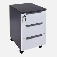 Hakay 3 Çekmeceli Hareketli Keson - Antrasit ve Lake Beyaz