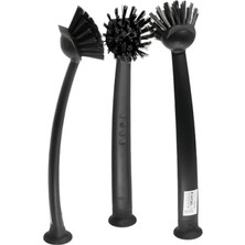 Hakay 3'lü Bulaşık Fırçası Seti - Koyu Gri