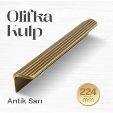 Badem10 Olifka Çizgili Antik Sarı Çekmece Kulp 224 mm Modern Lüks Mobilya Dolap Çekmece Kulbu Metal