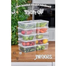 Hakay 10'lu Set - 2500ML Kapasiteli Şeffaf Saklama Kabı - Kendinden Kapaklı