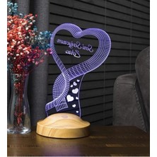 Hakay 3 Boyutlu Kalpli LED Lamba - Kişiye Özel Hediye