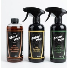 Shine Wax Ppf Şampuan & Hızlı Cila & Lastik Parlatıcı Jel 500 ml 3'lü Set