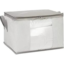 Hakay Orta Boy Pvc Pencereli Gri Çizgili Hurç, 45 x 40 x 30 cm