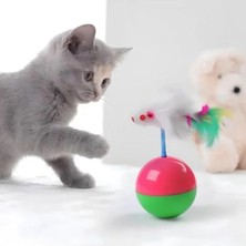 Hakay Devrilmeyen Eğitici Kedi Oyun Topu Tüylü Fareli