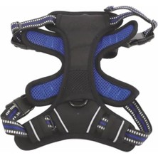 Hakay Mavi Renkli Reflektörlü Soft Sırt Tasması (Büyük)