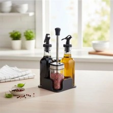 Hakay 4 Parçalı Mutfak Baharat ve Yağ Seti - Taşınabilir Stant ile