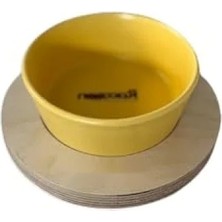 Hakay 16 cm Tek Tablalı Hardal Sarısı Seramik Mama ve Su Kabı