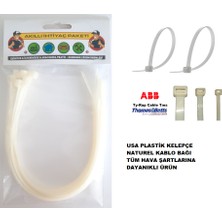 Gutsy Naturel Plastik Kelepçe Beyaz Kablo Bağı 30 cm x 4.8 mm 10 Adet (Ty-Rap Thomas & Betts) (Made In U.s.a.)