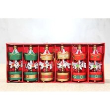 Hakay Renkli Ahşap Mini Atlı Karınca Noel Ağaç Süsü, 6'lı Set, Geleneksel Tasarım