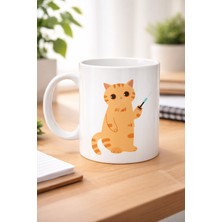 Lims Store Veteriner Kedi Tasarımlı Porselen Kupa Model 176 – Şırıngalı Sevimli Kedi Kahve Kupası – Veterinerlere ve Kedi Severlere Hediye Kupa